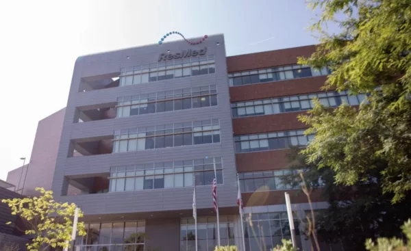 A building with flags outside.